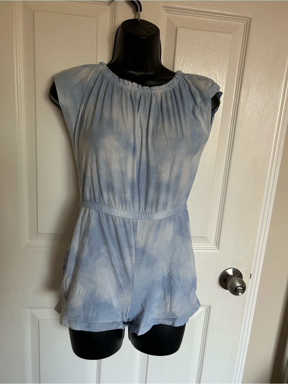 Old Navy Light Blue Tie-Dye Athletic Shorts Romper